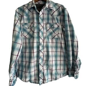 Wrangler | L | Worn ONCE 20X competition advanced comfort plaid pearl snap shirt